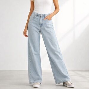 Vibrant Miu Jeans Womens W24 Light Wash Wide Leg High Rise Denim NWT